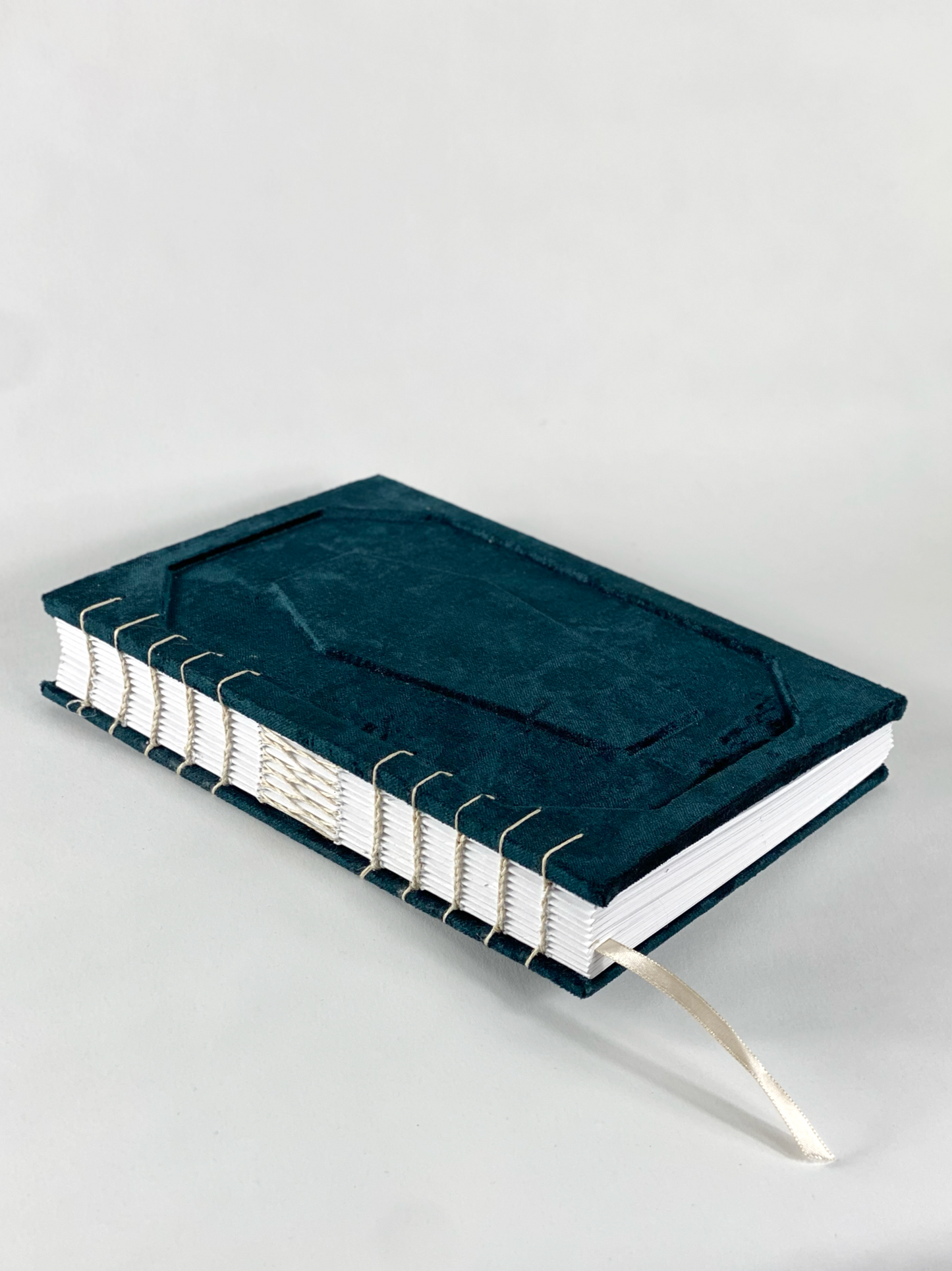 Turqoise Velvet - A5 coptic stitch book