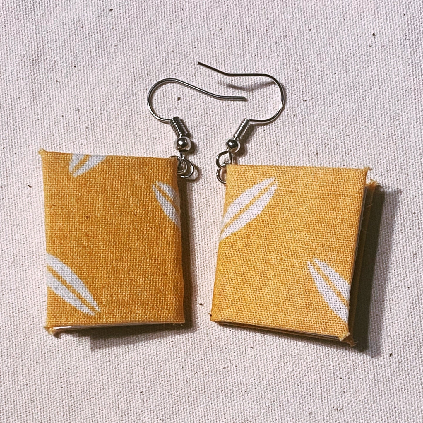 Yellow Patterned Book Earrings L